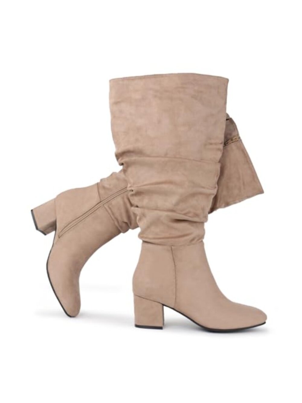Extra Wide Calf Slouchy Suede Block Heel Knee High Boots